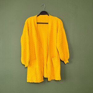 NWOT Chicwish Yellow Chunky Cable Knit Open Cardigan Size S-M